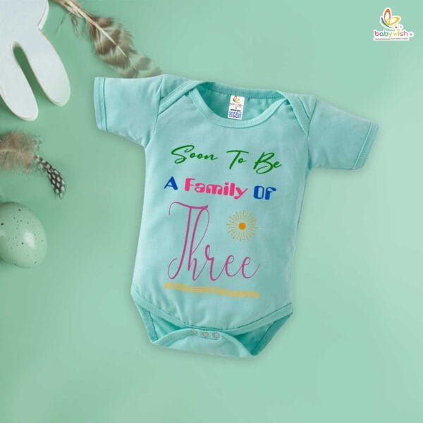 Pregnancy Announcement Baby Romper – My Pregnancy Reveal Bodysuit for Baby Girl or Boy – Soon to Be a Family of Three Outfit – Babywish - Image 2