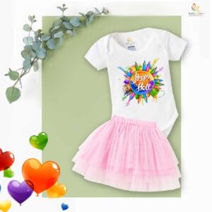 Newborn Girl's Tutu Skirt & Romper Holi Print Onesies bodysuits For baby 0 to 3 Months