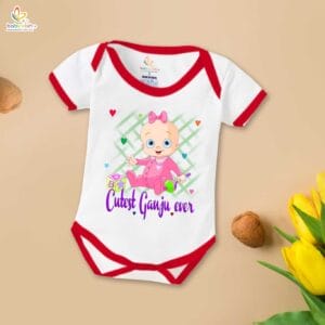 Newborn mundan ceremony clothes Bodysuit romper for Unisex Onesies Infant Half Sleeve | Cutest Ganju Ever |