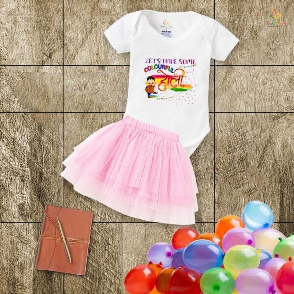 Newborn Girl's Tutu Skirt & Romper Holi Print Onesies bodysuits For baby 0 to 3 Months - Image 4