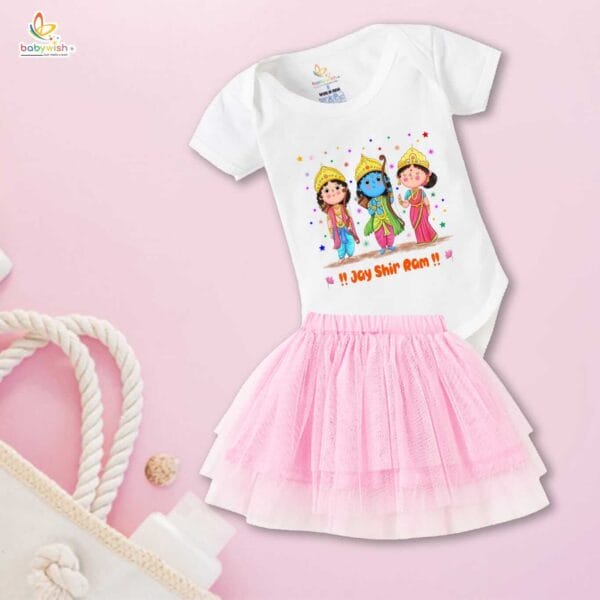 Ramnavmi Festivals Newborn Girl's Tutu Skirt & Romper Navratri Print Onesies bodysuits for baby - Image 3