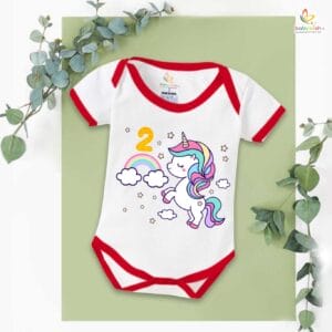 Two month unisex baby romper half sleeve round neck onesie