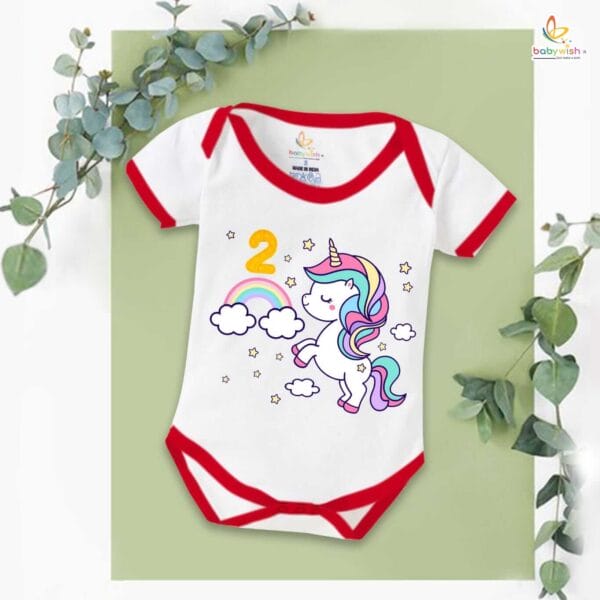 Two month unisex baby romper half sleeve round neck onesie