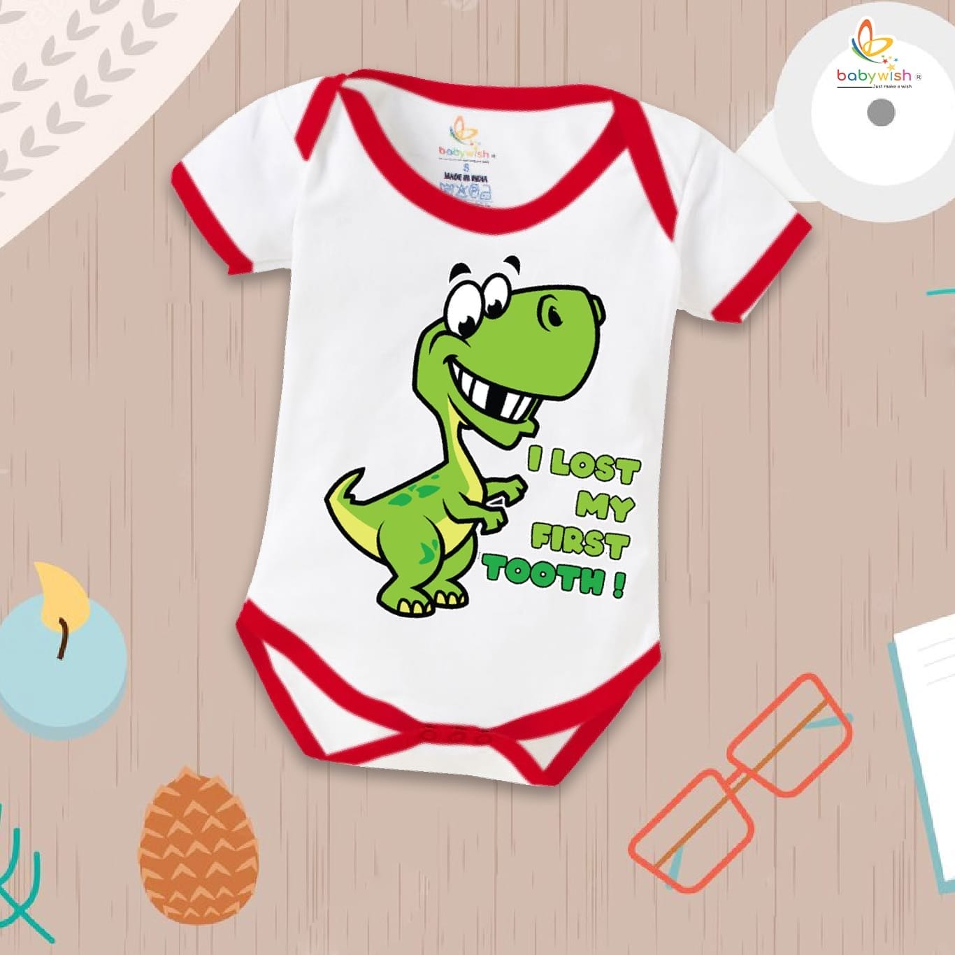 Babywish First Tooth Romper Clothes My First Tooth Bodysuits I Lost My first tooth! Dinosaur