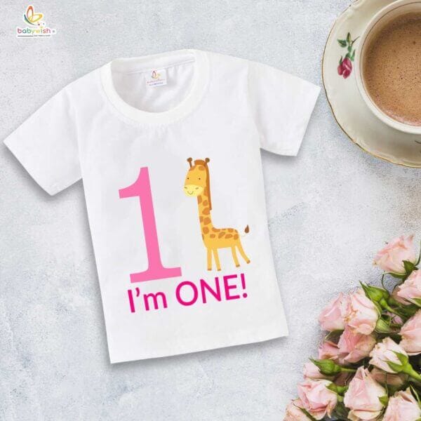 One Year Birthday Unisex T-Shirt Half Sleeve Round Neck Topwear tee for kids