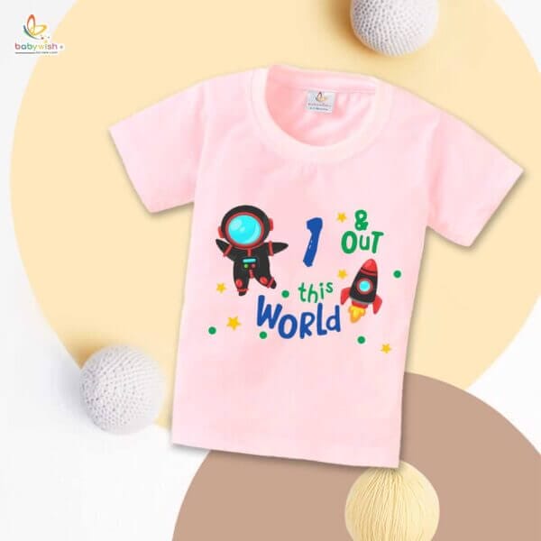 One Year Birthday Unisex T-Shirt Half Sleeve Round Neck Topwear tee for kids