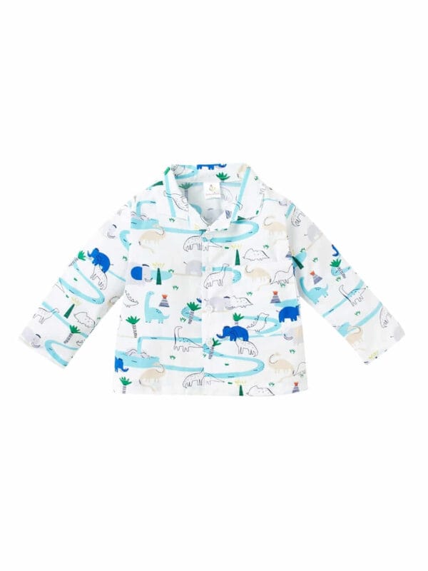 Kids Sleepsuit for Baby Boy’s and Girl’s Topwear and Pajamas Set Long Sleeve Sleepwear Baby Clothing Sets - Blue Elephant Print - Image 2