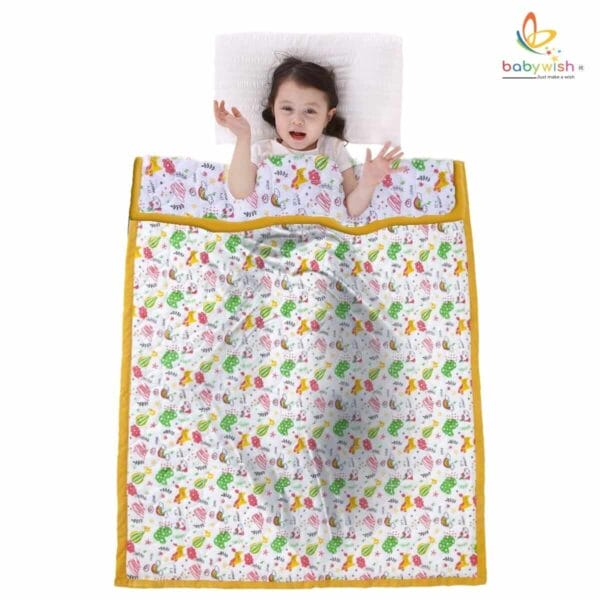 GOTS Certified Organic Muslin Baby Dohar Blanket for Newborn Soft Crib All Seasons Quilt for Microfiber Giftset - Orange Unicorn Rainbow - Image 3