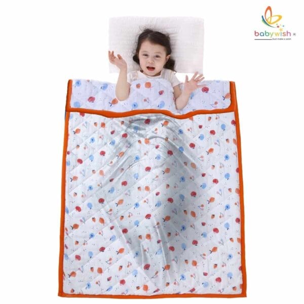 GOTS Certified Organic Muslin Baby Dohar Blanket for Newborn Soft Crib All Seasons Quilt for Microfiber Giftset - Red Fruit Island - Image 4