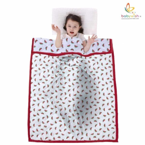GOTS Certified Organic Muslin Baby Dohar Blanket for Newborn Soft Crib All Seasons Quilt for Microfiber Giftset - Red Watermelon Wonder - Image 3