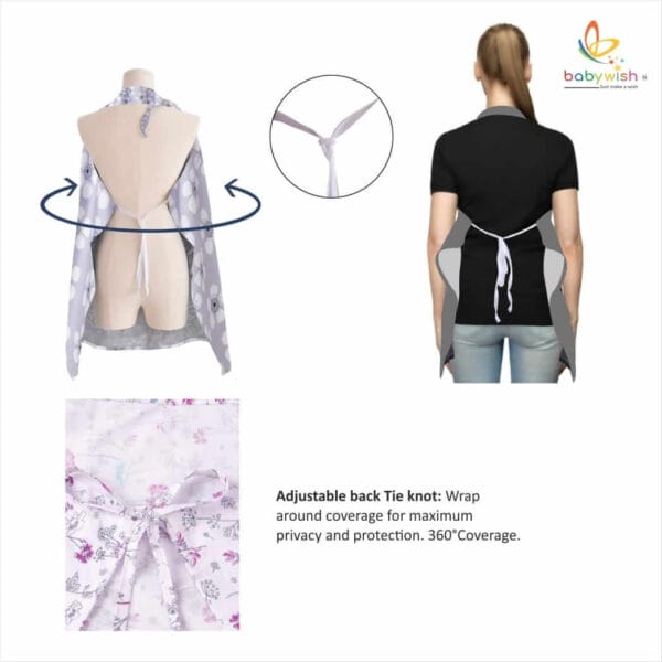 Nursing covers for Mother Breathable feeding cover for Breastfeeding 360° Coverage Protection Cover - Purple Water Lily - Image 7