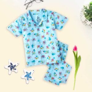 Kids Sleepsuit for Baby Boy’s and Girl’s Topwear and Pajamas Set Long Sleeve Sleepwear Baby Clothing Sets - Marine Print