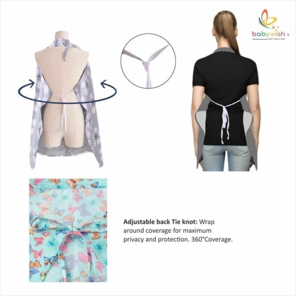 Nursing covers for Mother Breathable feeding cover for Breastfeeding 360° Coverage Protection Cover - Mint Butterfly Garden - Image 6