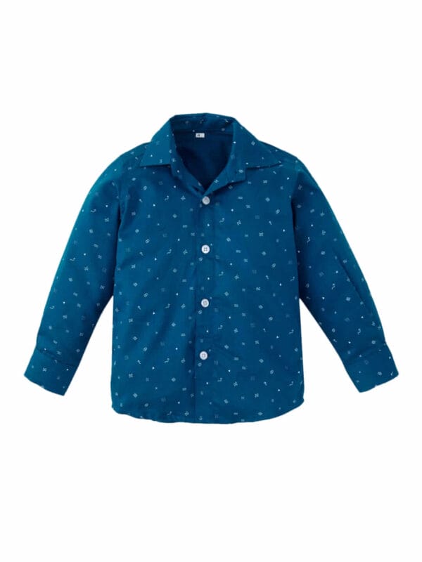 Toddler Boys Full Sleeve Shirt – Blue Christ Print Casual Shirt for Kids and Baby Boys – Comfortable Religious Theme Outfit for Daily Wear – Babywish - Image 2
