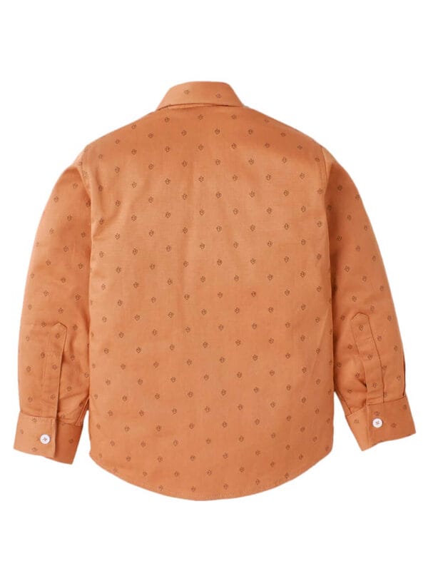 Toddler Boys Full Sleeve Shirt – Peach Trident Print Casual Shirt for Kids and Baby Boys – Stylish and Comfortable Everyday Outfit – Babywish - Image 3