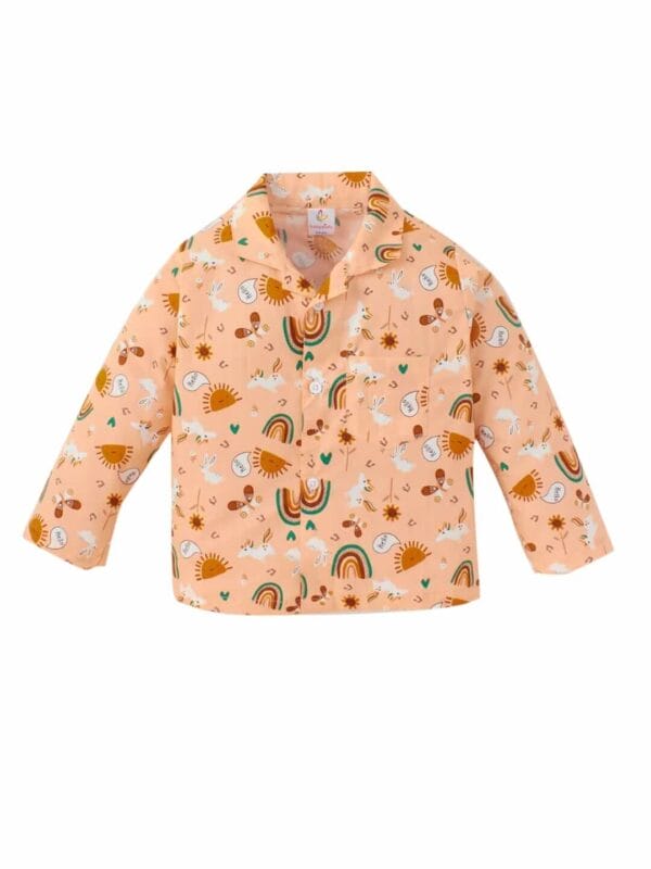 Kids Sleepsuit for Baby Boy’s and Girl’s Topwear and Pajamas Set Long Sleeve Sleepwear Baby Clothing Sets - Peach Apollo Print - Image 2