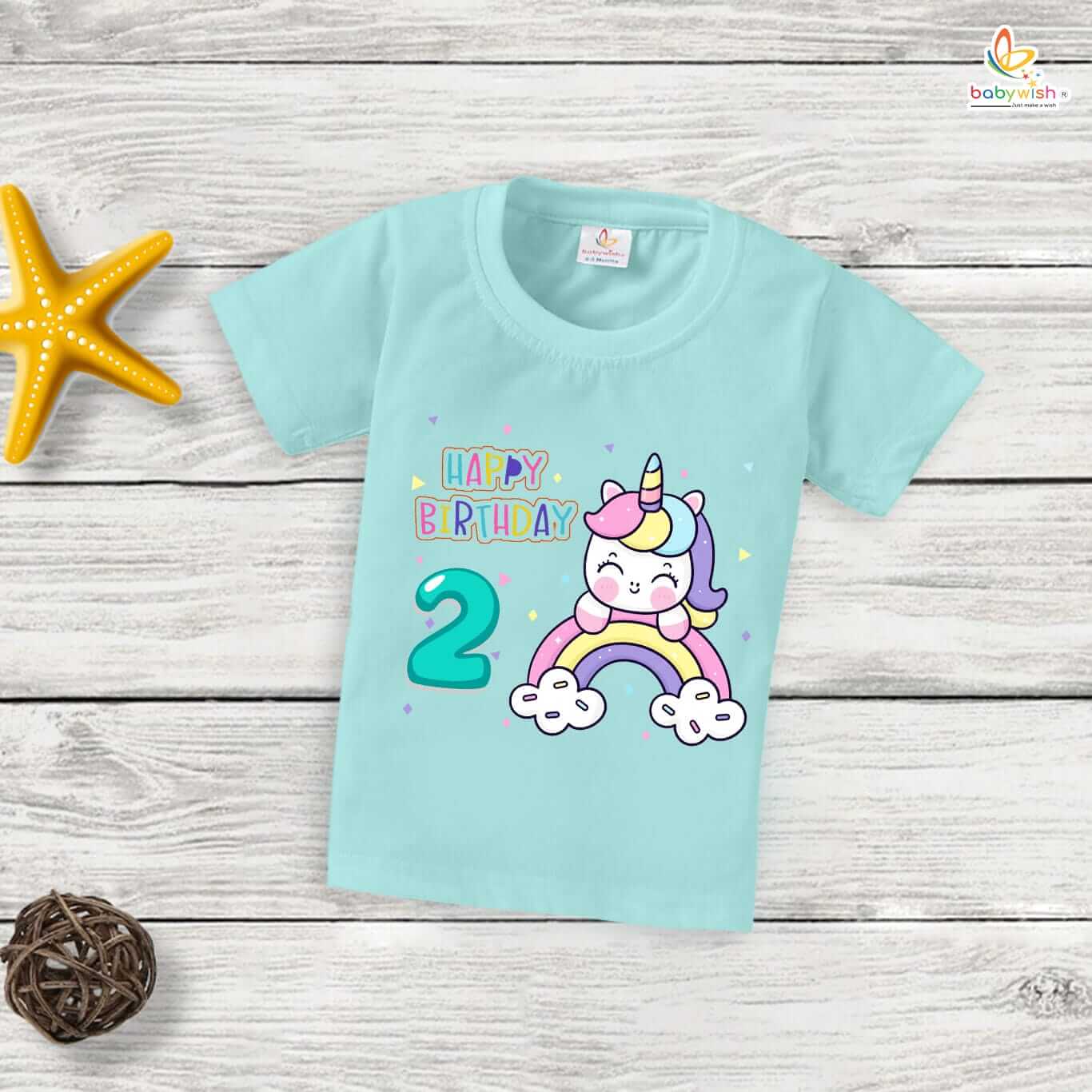 Two Year Birthday Unisex T-Shirt Half Sleeve Round Neck Topwear tee for kids