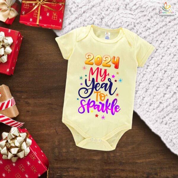 Babywish New Year Romper Clothes My First New Year Bodysuits 2024 My Year To Sparkle - Image 3