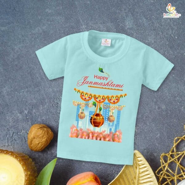Babywish Dahi Handi T-Shirt for Boys and Girls Krishna Janmashtami T-Shirts HAPPY KRISHNA JANMASHTAMI - Image 3