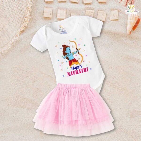 Ramnavmi Festivals Newborn Girl's Tutu Skirt & Romper Navratri Print Onesies bodysuits for baby - Image 3