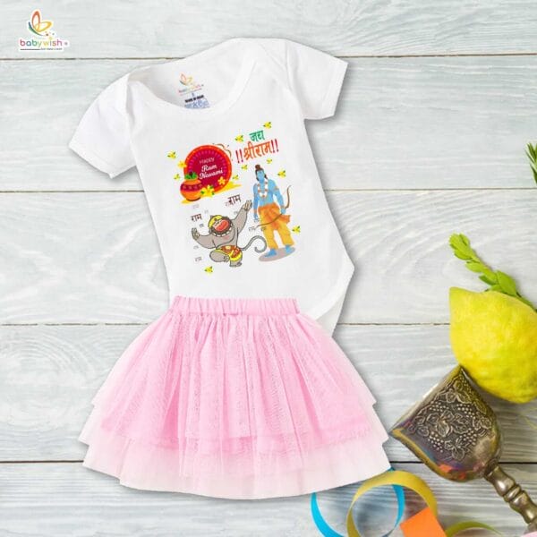 Ramnavmi Festivals Newborn Girl's Tutu Skirt & Romper Navratri Print Onesies bodysuits for baby - Image 4