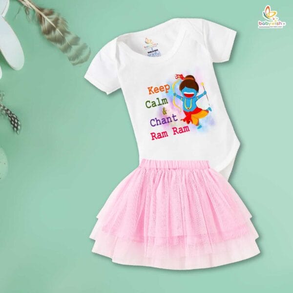 Ramnavmi Festivals Newborn Girl's Tutu Skirt & Romper Navratri Print Onesies bodysuits for baby - Image 4
