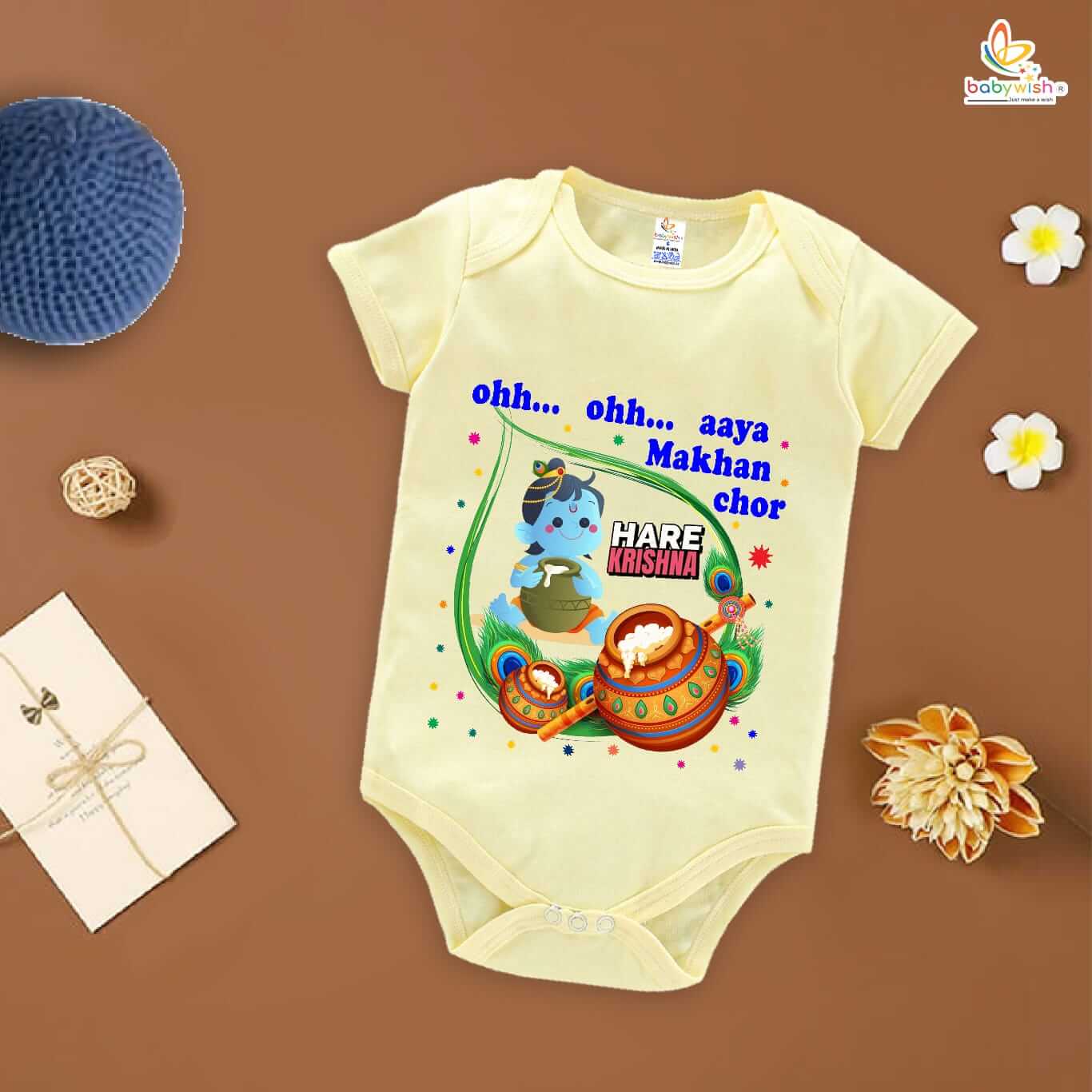 Dahi Handi Romper for Kids, Brother Sister Matching Dress, Cute Half Sleeve Onesie for Boys and Girls, Festive Dahi Handi Outfit Babywish - Image 3