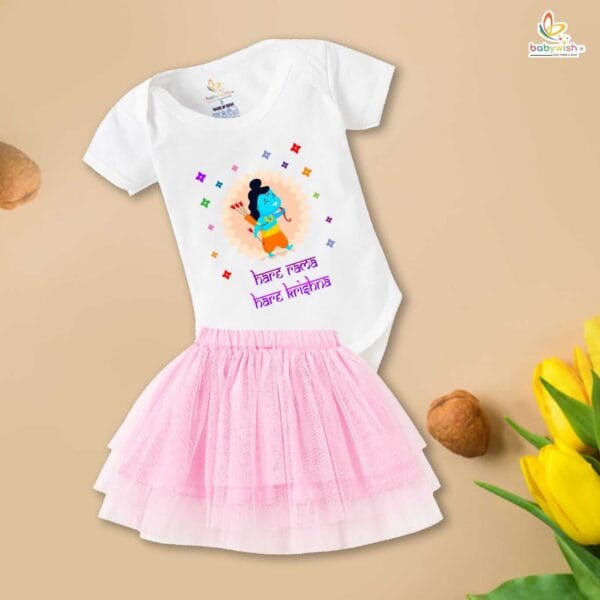 Ramnavmi Festivals Newborn Girl's Tutu Skirt & Romper Navratri Print Onesies bodysuits for baby - Image 4