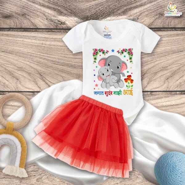 newborn girls tutu skirt romper Mother's Day print onesies bodysuits for baby 0 to 12 months - Image 3