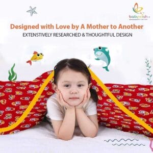 GOTS Certified Organic Cotton Baby Dohar Blanket for Newborn Soft Crib All Seasons Quilt for Microfiber Giftset - Red Dear Bear