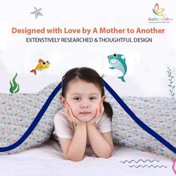 GOTS Certified Organic Cotton Baby Dohar Blanket for Newborn Soft Crib All Seasons Quilt for Microfiber Giftset - Blue Star Theme - Image 2
