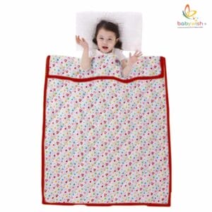 GOTS Certified Organic Cotton Baby Dohar Blanket for Newborn Soft Crib All Seasons Quilt for Microfiber Giftset - Red Heart Print