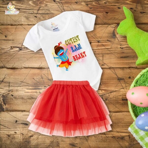 Ramnavmi Festivals Newborn Girl's Tutu Skirt & Romper Navratri Print Onesies bodysuits for baby - Image 2