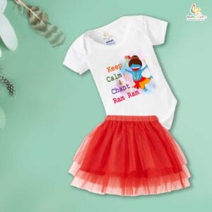 Ramnavmi Festivals Newborn Girl's Tutu Skirt & Romper Navratri Print Onesies bodysuits for baby