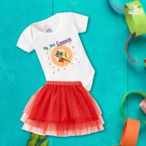 Ramnavmi Festivals Newborn Girl's Tutu Skirt & Romper Navratri Print Onesies bodysuits for baby