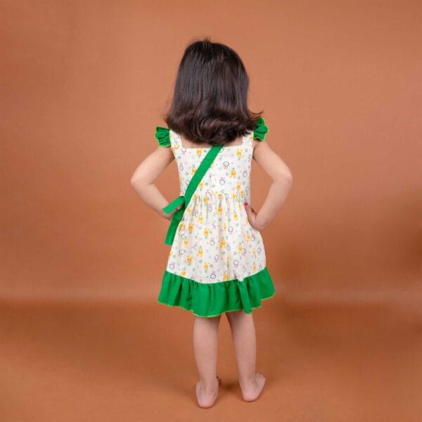 Baby Girl Cotton Frock Newborn Girl Knee Length Sleeveless Dress Bear Theme Printed - Image 10