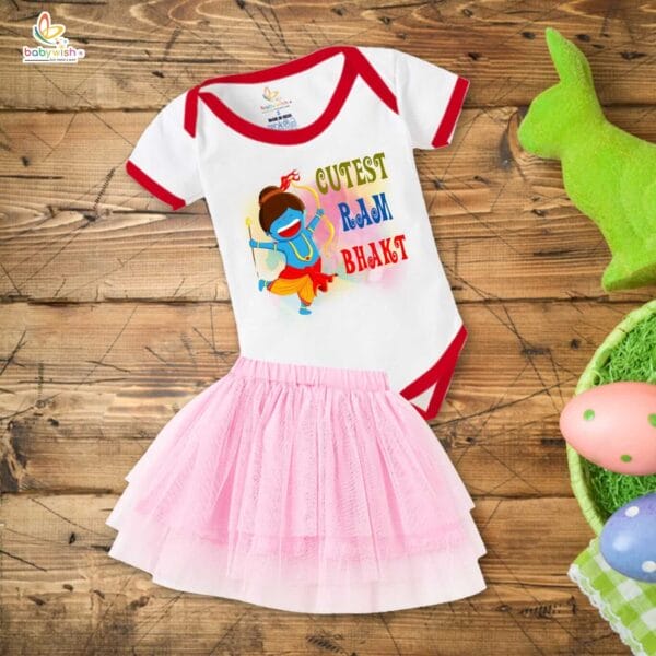 Ramnavmi Festivals Newborn Girl's Tutu Skirt & Romper Navratri Print Onesies bodysuits for baby - Image 3