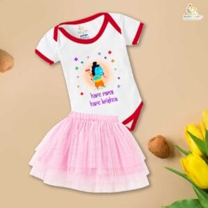 Ramnavmi Festivals Newborn Girl's Tutu Skirt & Romper Navratri Print Onesies bodysuits for baby