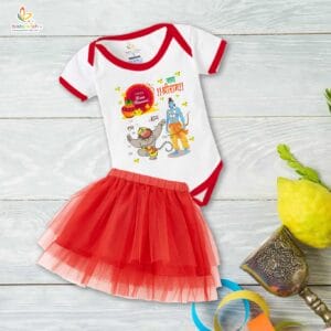 Ramnavmi Festivals Newborn Girl's Tutu Skirt & Romper Navratri Print Onesies bodysuits for baby