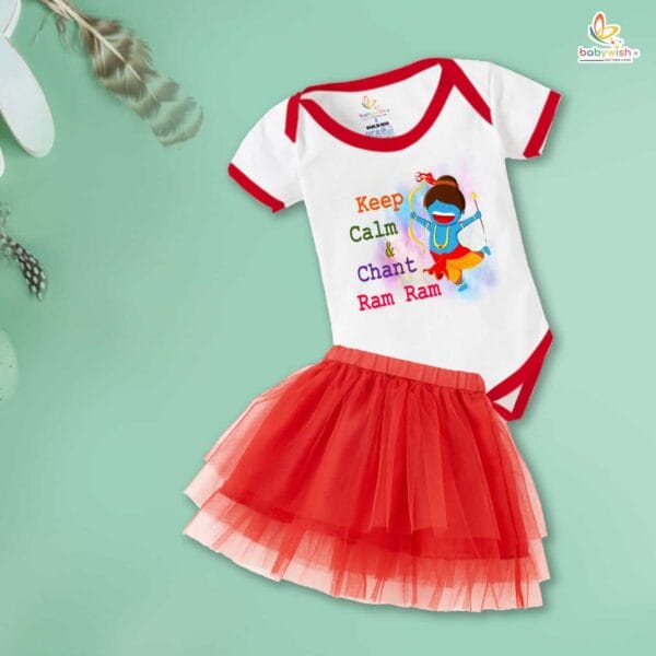 Ramnavmi Festivals Newborn Girl's Tutu Skirt & Romper Navratri Print Onesies bodysuits for baby - Image 3