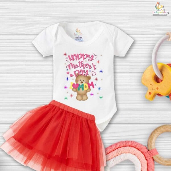 newborn girls tutu skirt romper Mother's Day print onesies bodysuits for baby 0 to 12 months - Image 3