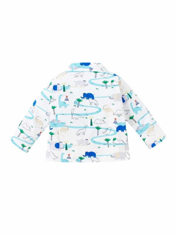 Kids Sleepsuit for Baby Boy’s and Girl’s Topwear and Pajamas Set Long Sleeve Sleepwear Baby Clothing Sets - Blue Elephant Print - Image 3