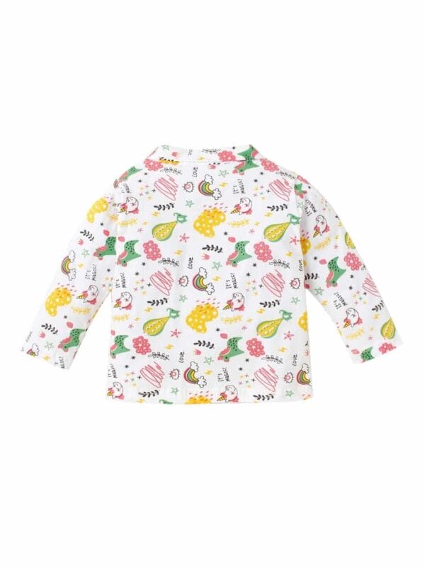 Kids Sleepsuit for Baby Boy’s and Girl’s Topwear and Pajamas Set Long Sleeve Sleepwear Baby Clothing Sets - White Unicorn Rainbow Theme - Image 3