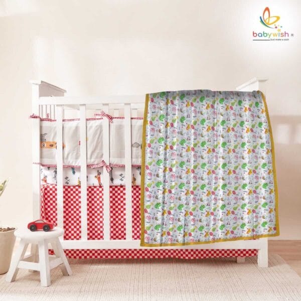 GOTS Certified Organic Muslin Baby Dohar Blanket for Newborn Soft Crib All Seasons Quilt for Microfiber Giftset - Orange Unicorn Rainbow - Image 4