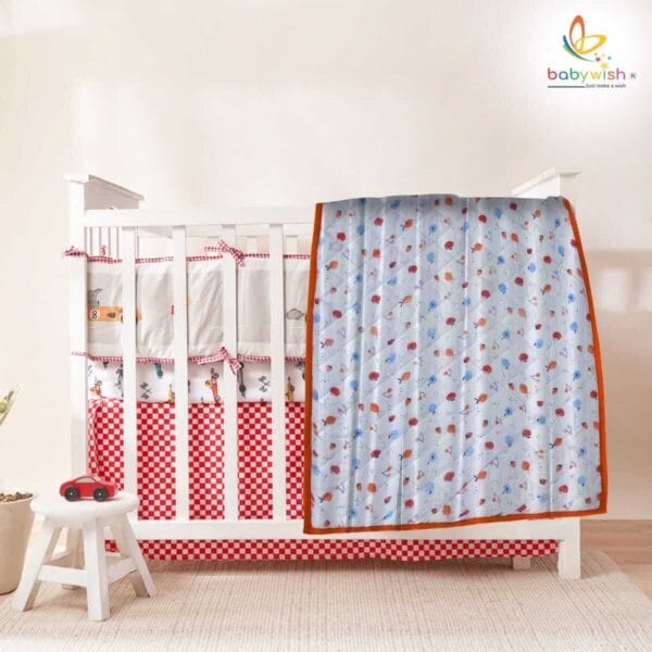 GOTS Certified Organic Muslin Baby Dohar Blanket for Newborn Soft Crib All Seasons Quilt for Microfiber Giftset - Red Fruit Island - Image 5