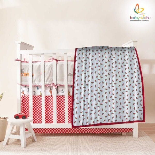 GOTS Certified Organic Muslin Baby Dohar Blanket for Newborn Soft Crib All Seasons Quilt for Microfiber Giftset - Red Watermelon Wonder - Image 4