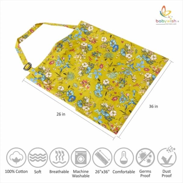 Nursing covers for Mother Breathable feeding cover for Breastfeeding 360° Coverage Protection Cover - Yellow Water Lily - Image 3