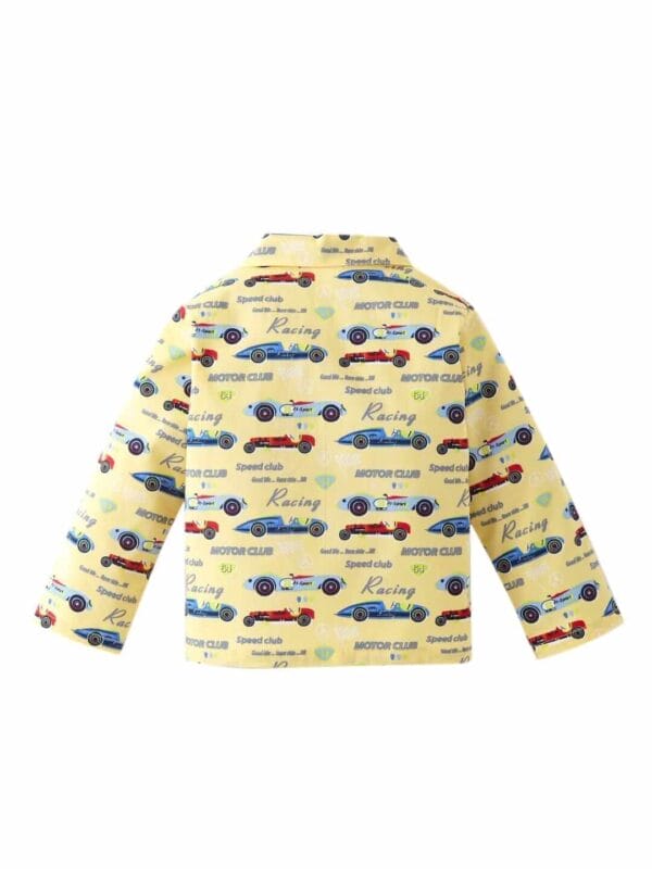 Kids Sleepsuit for Baby Boy’s and Girl’s Topwear and Pajamas Set Long Sleeve Sleepwear Baby Clothing Sets - Yellow Race Car - Image 4