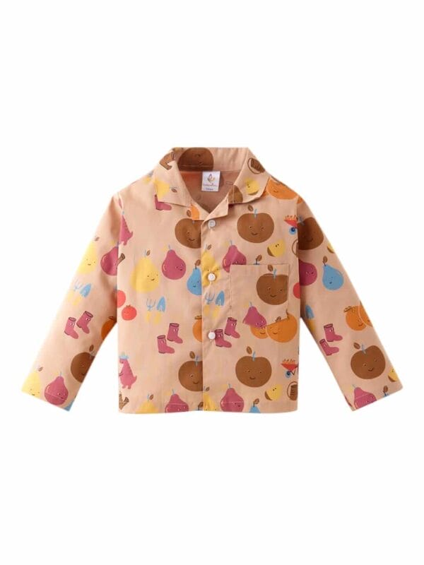 Kids Sleepsuit for Baby Boy’s and Girl’s Topwear and Pajamas Set Long Sleeve Sleepwear Baby Clothing Sets - Peach Papaya Print - Image 2