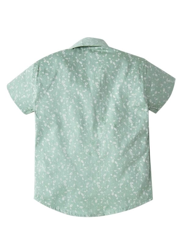 Toddler Boys Half Sleeve Shirt – Green Feather Print Casual Summer Shirt for Kids and Baby Boys – Stylish Lightweight Outfit – Babywish - Image 3